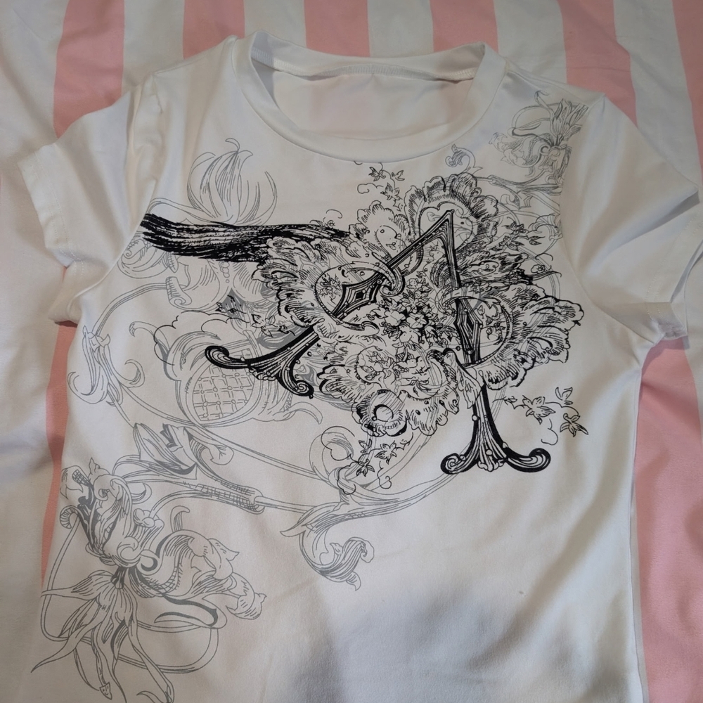 White Tee with Black Y2K